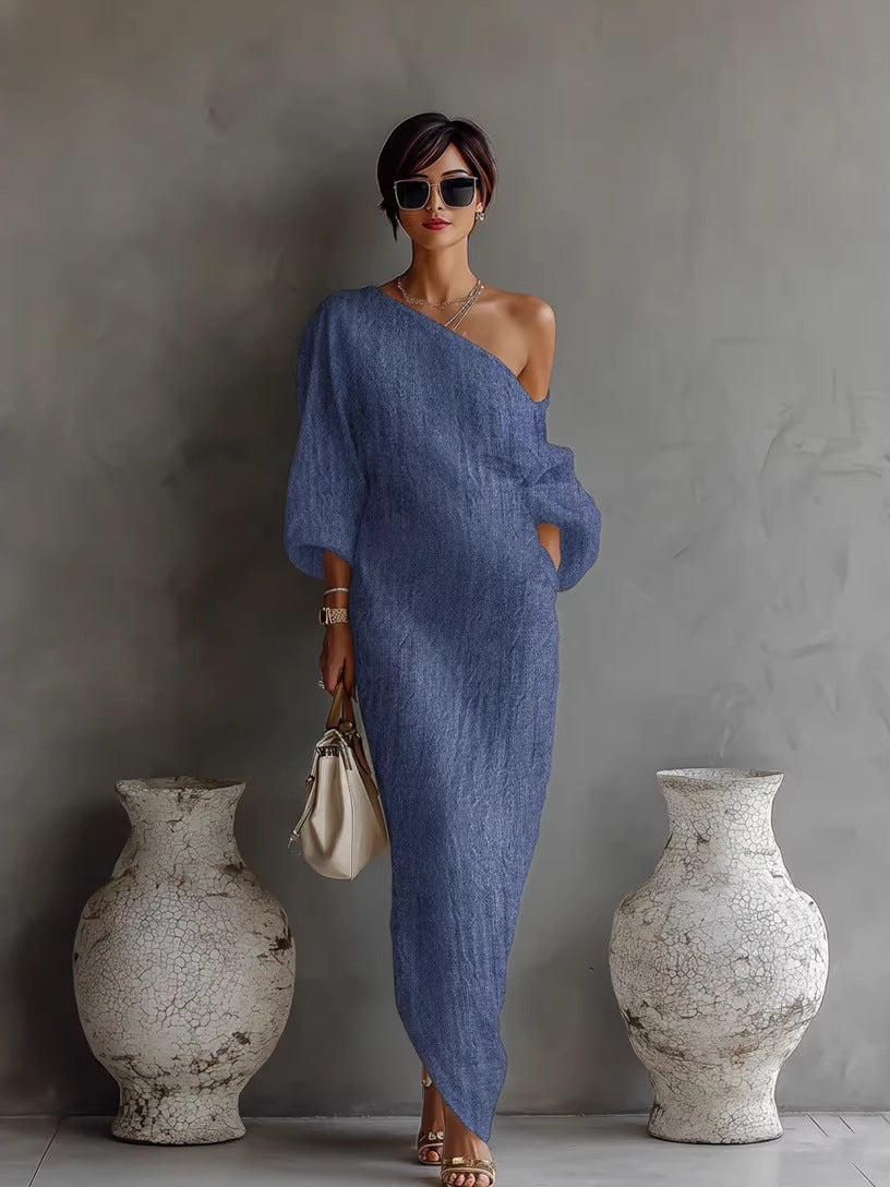Aurora | Ivory One-Shoulder Flowing Maxi Dress