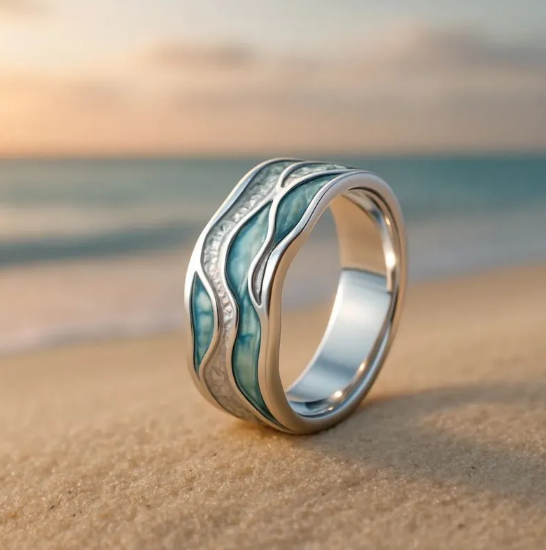 Aurora-ring: Havsvågor och strand