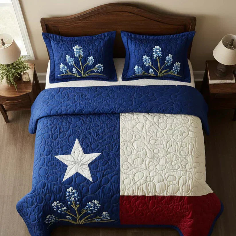 Quiltat sängklädesset i 3 delar – Texas stolthet