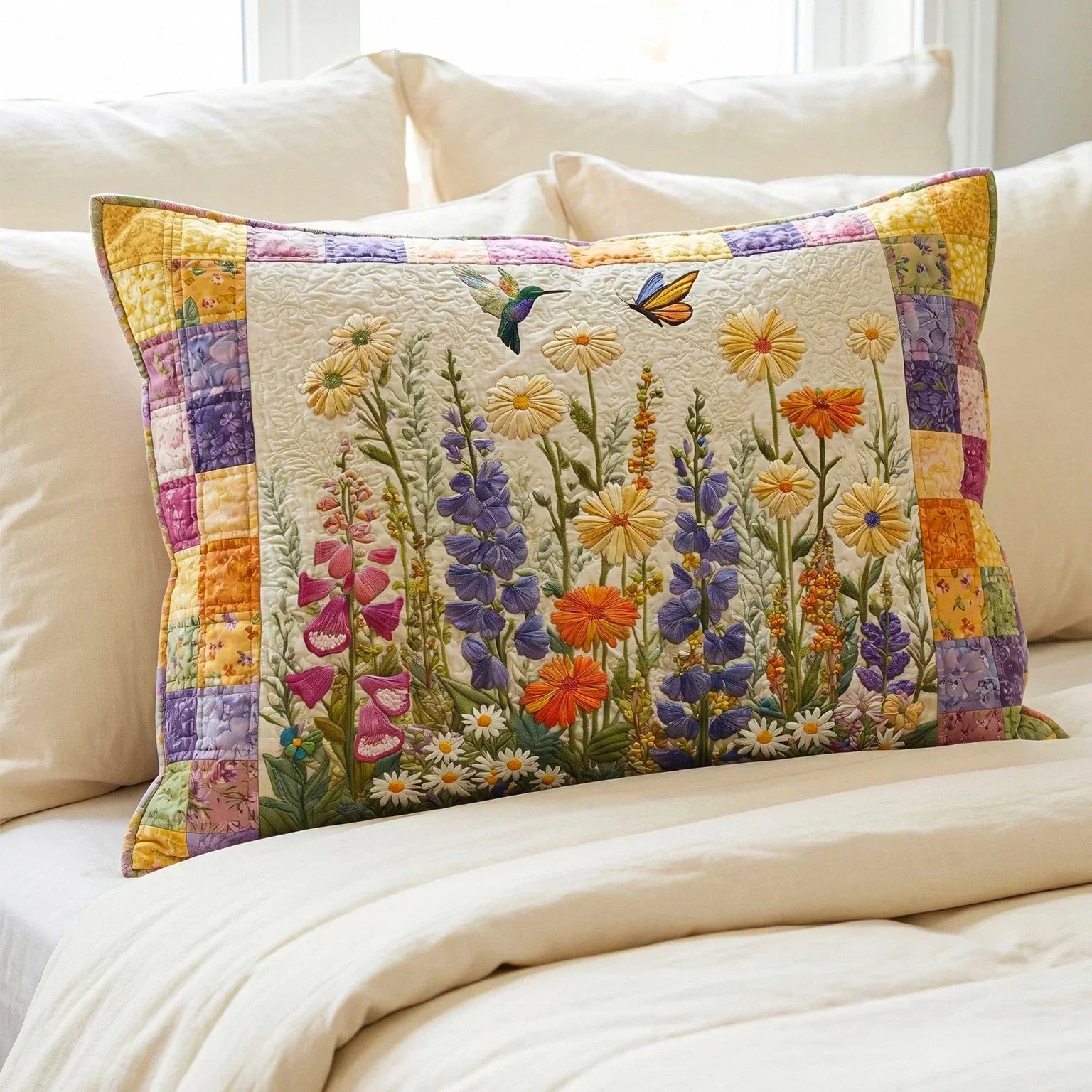 Quiltat kuddfodral – Tidlöst blommönster