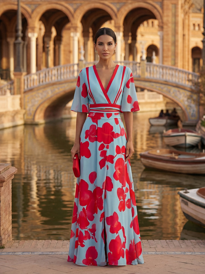 Pilar | Elegant Deep V Maxi Dress