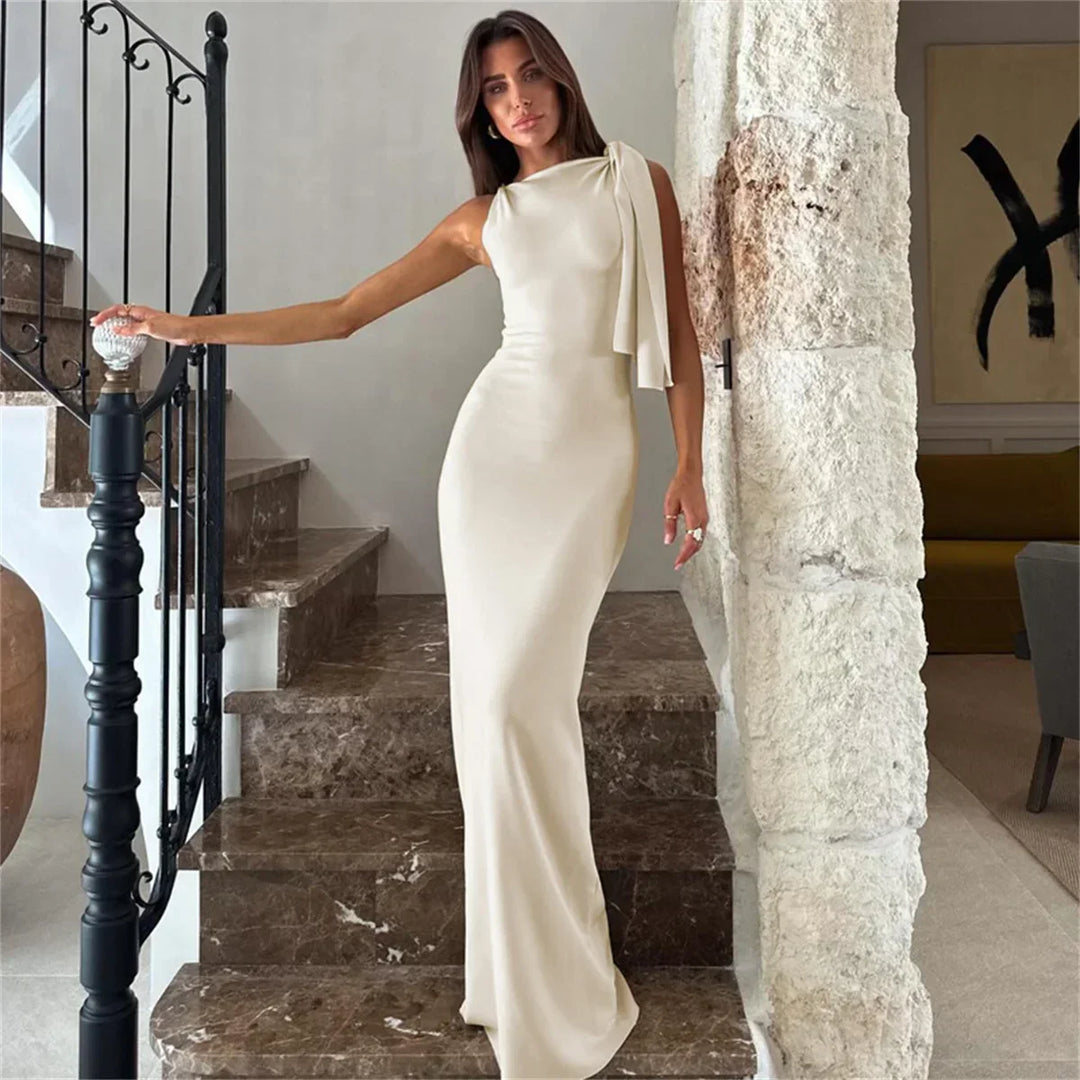Cristina - Long Dress with Tie on the Shoulder
