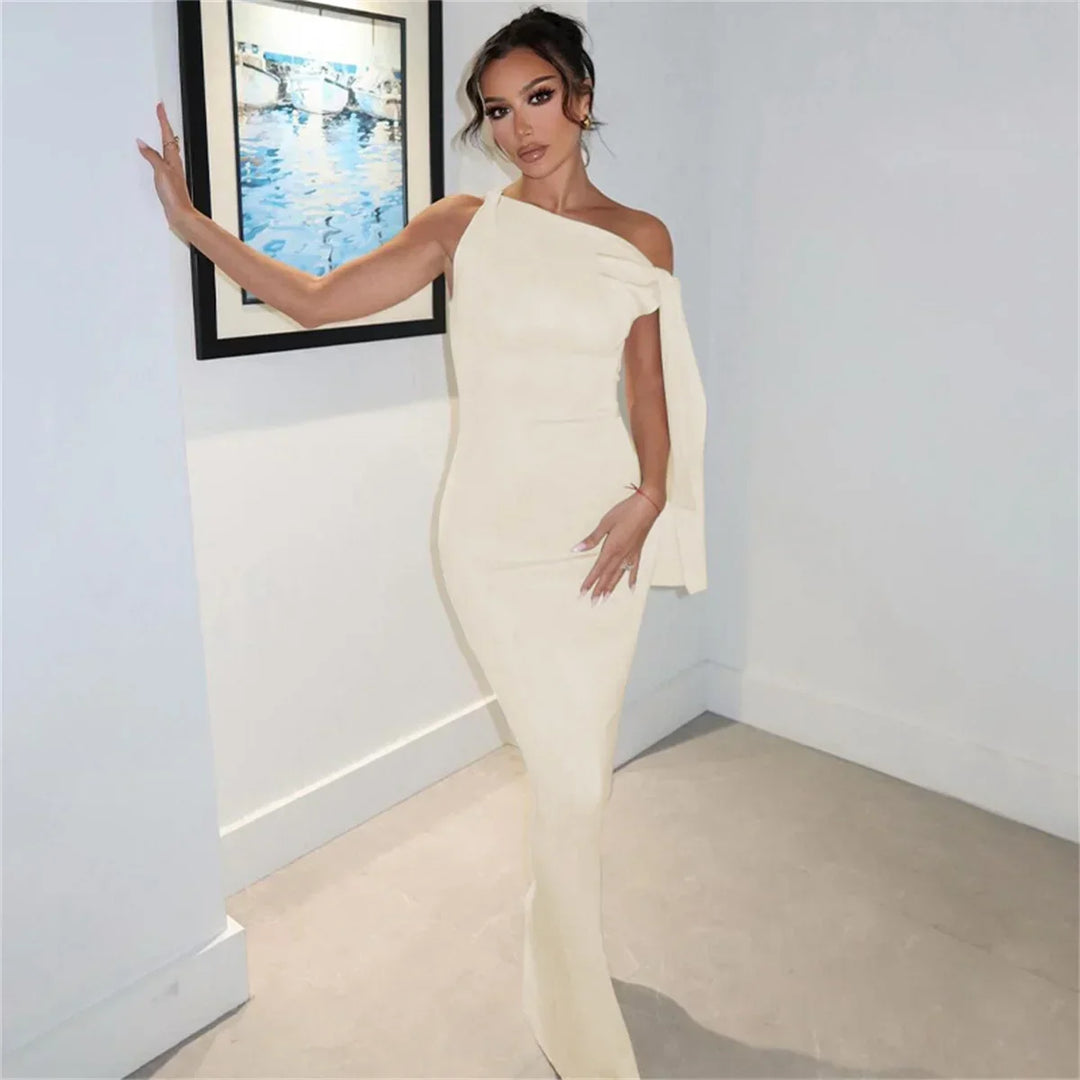 Cristina - Long Dress with Tie on the Shoulder