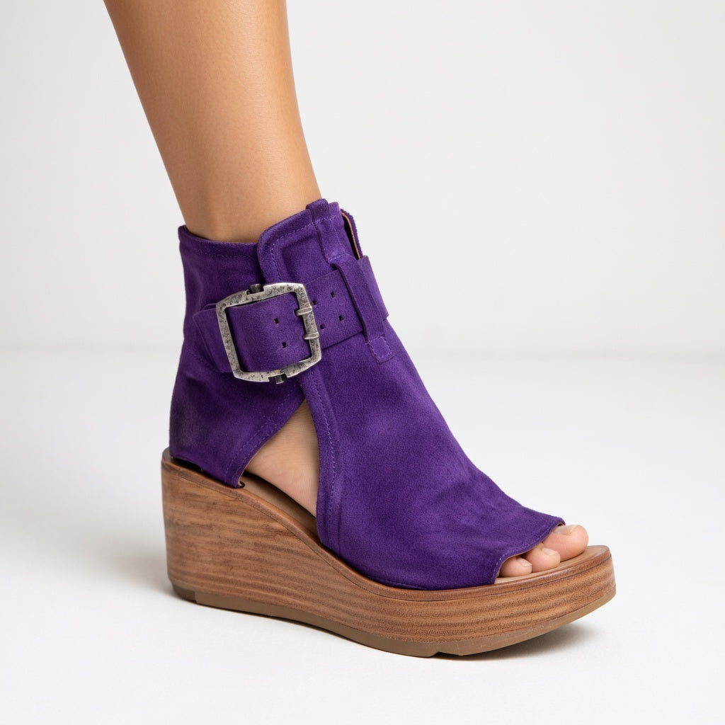 Sarah™ — Modern-style open-toe wedge ankle boots