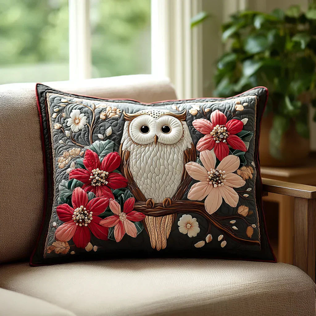 Quiltat kuddfodral – Ugglans viskning