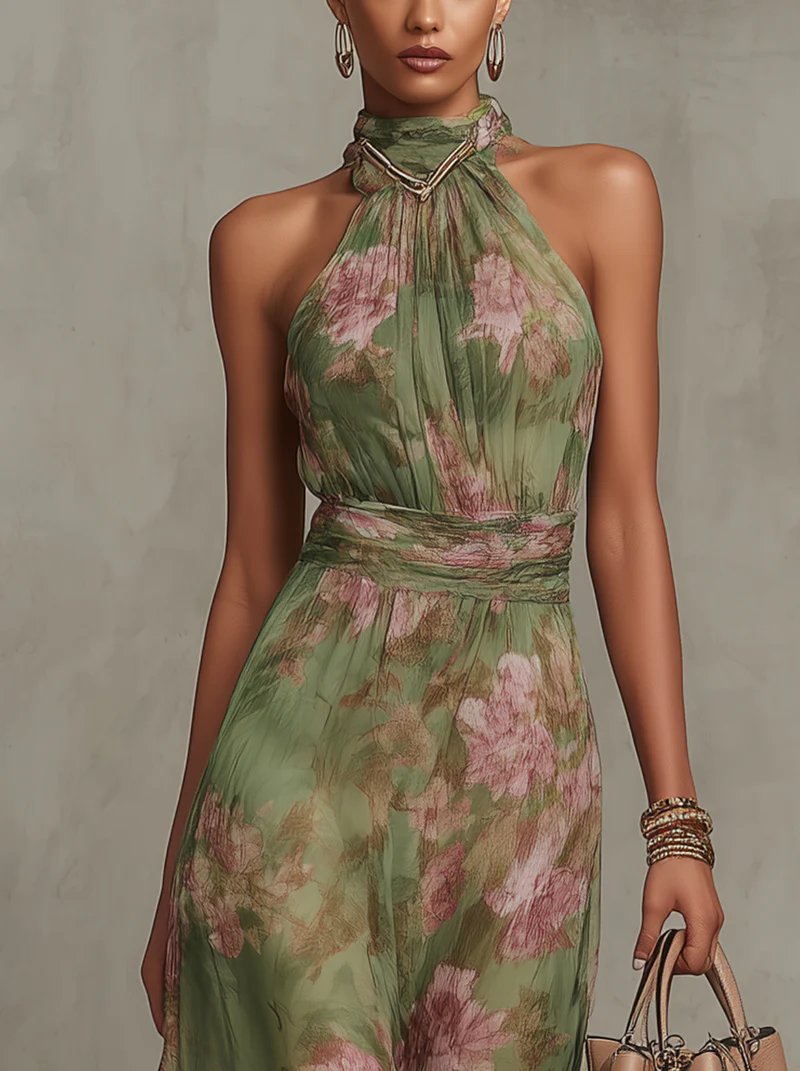 Serena | Floral Halter Maxi Dress