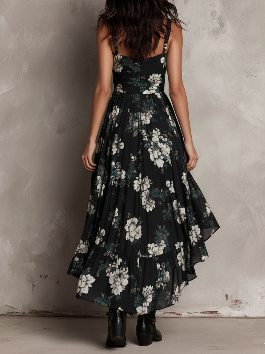 Avelinne - Black Bohemian Floral Print