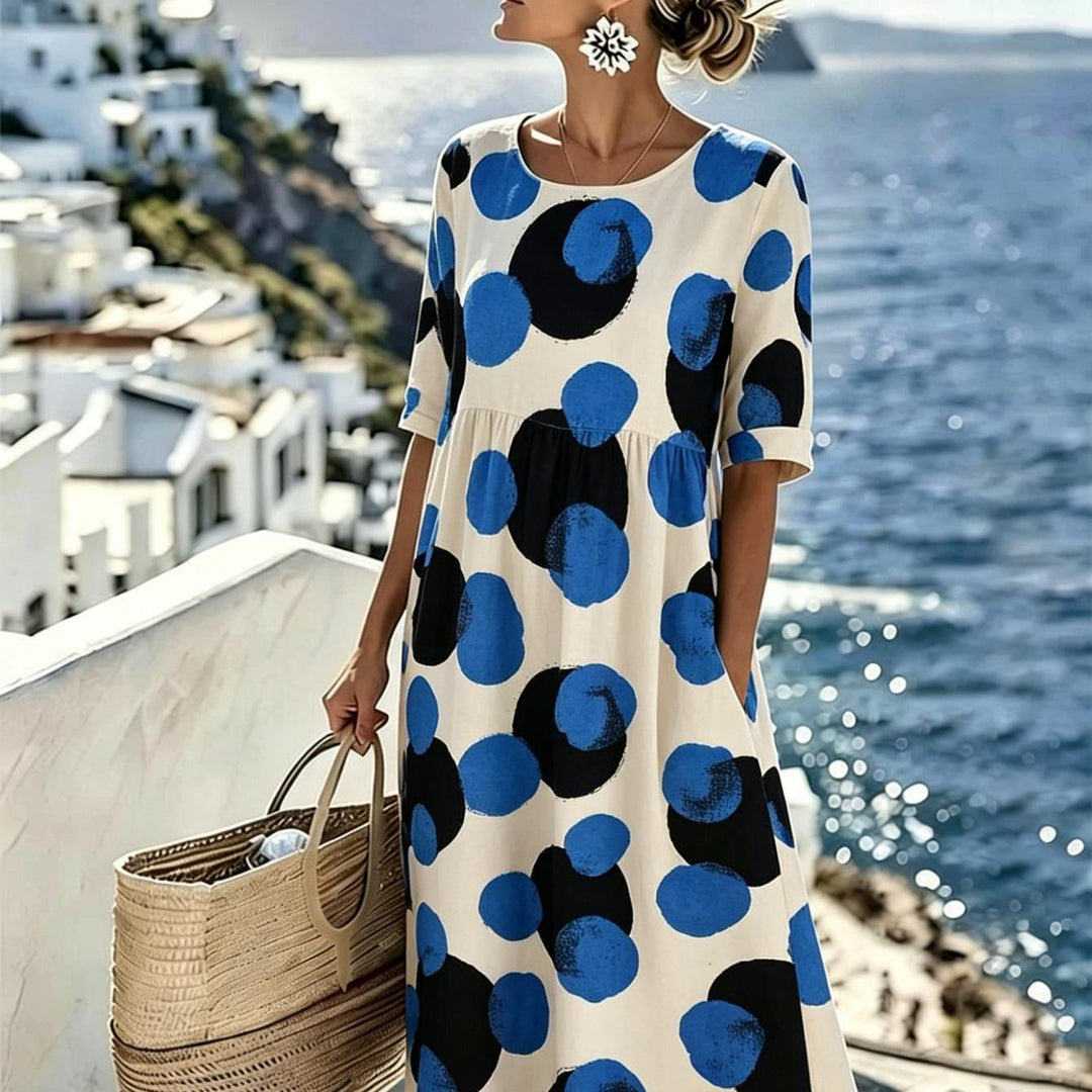 Celeste™ | Coastal Polka Midi Dress