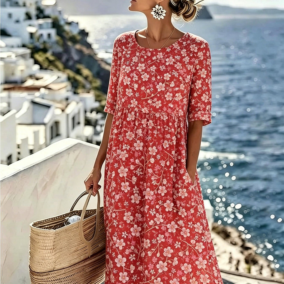 Charlotte™ - Elegant Floral Summer Midi Dress