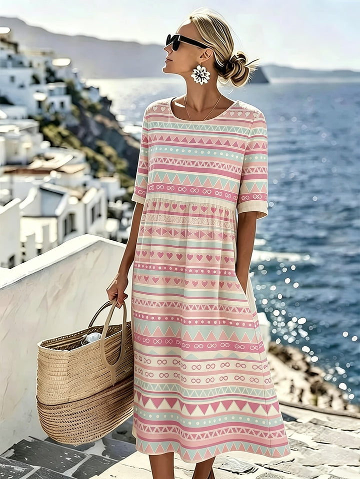 Elodie™ | Pastel Harmony Midi Dress