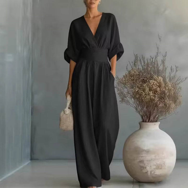 Georgina | Deep V-Neck Elegant Wide-Leg Jumpsuit