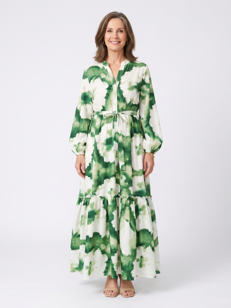 Sabine | Maxi Dress with Long Sleeves and Waist Knot