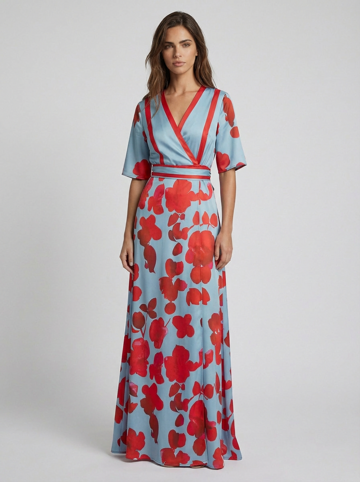 Pilar | Elegant Deep V Maxi Dress