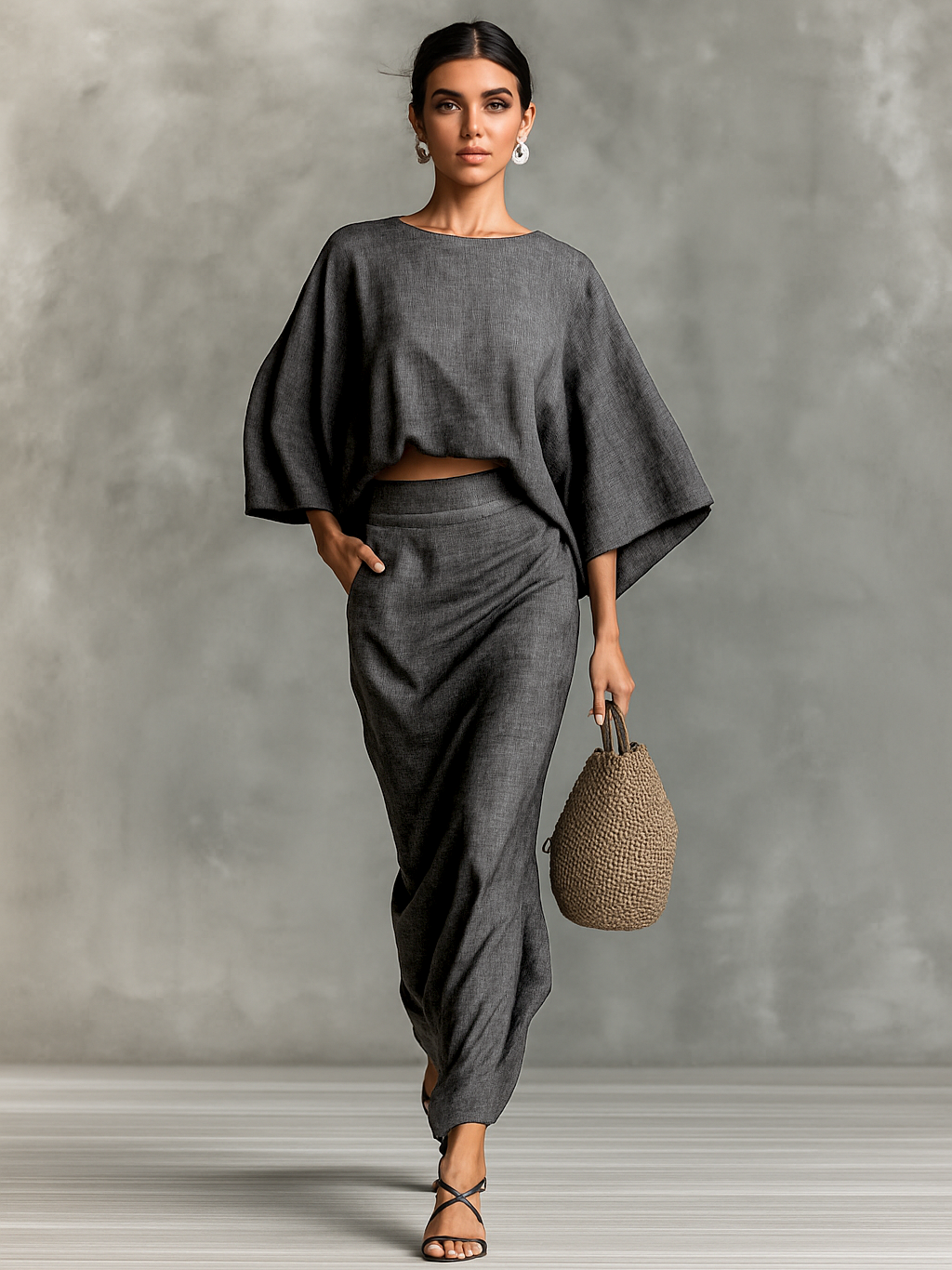 Cotton Linen Set Skirt