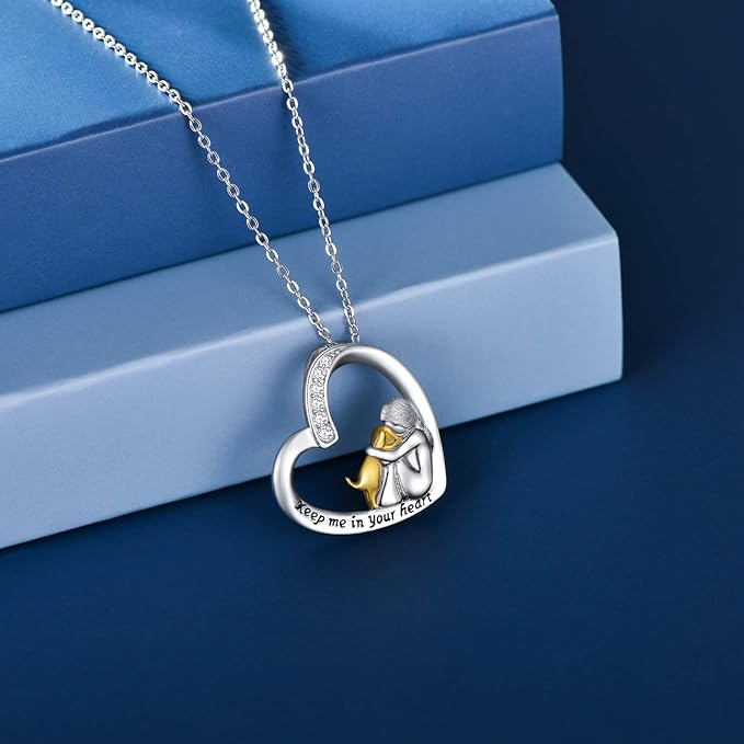 Halsband i 925 sterlingsilver – Design med hjärta och hund med zirkonia