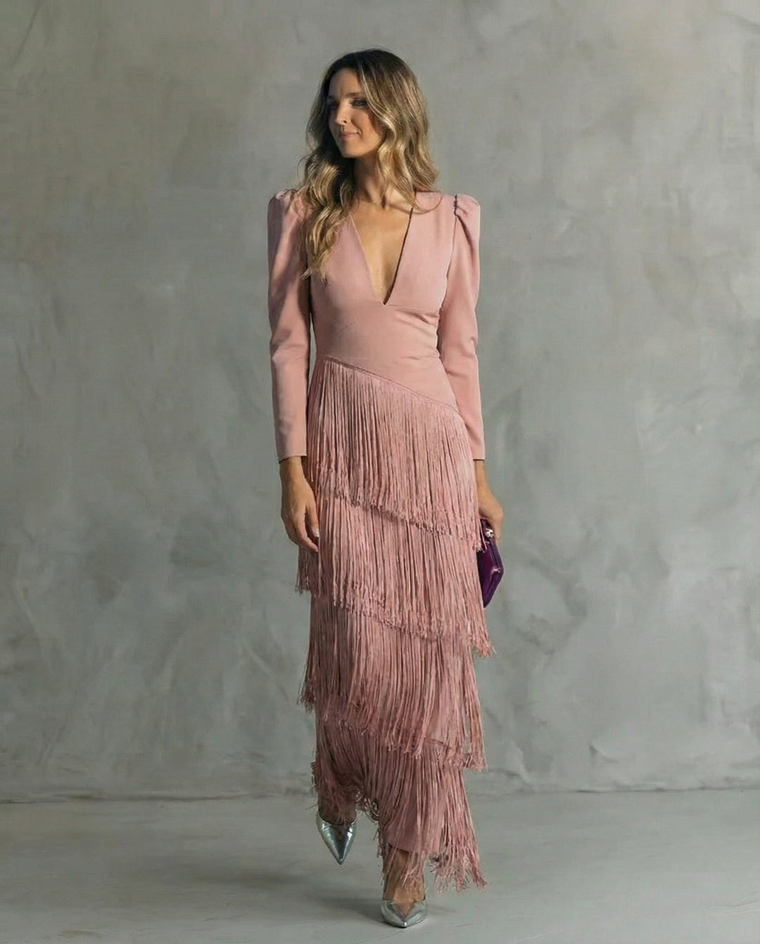 Clara | Elegant Dress with Fringe Sleeves