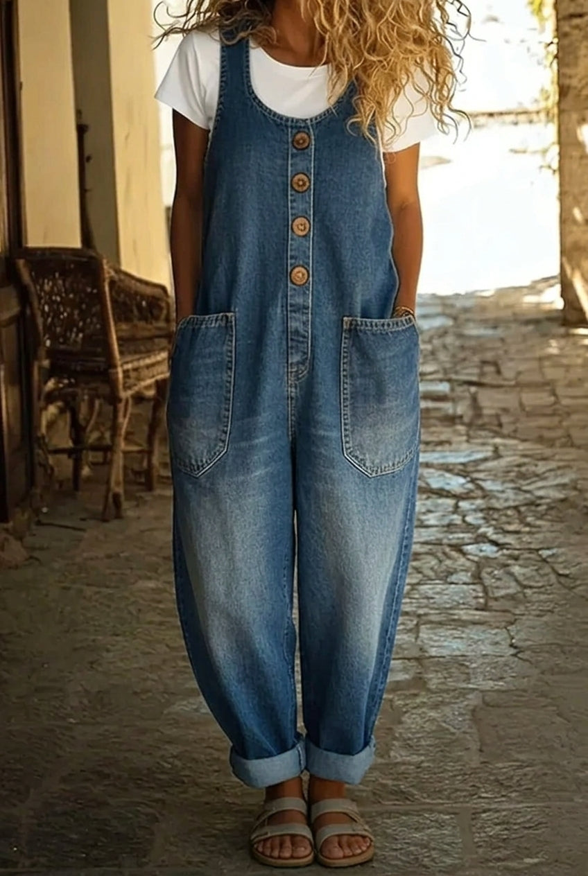 Vintage Cotton Denim Overalls