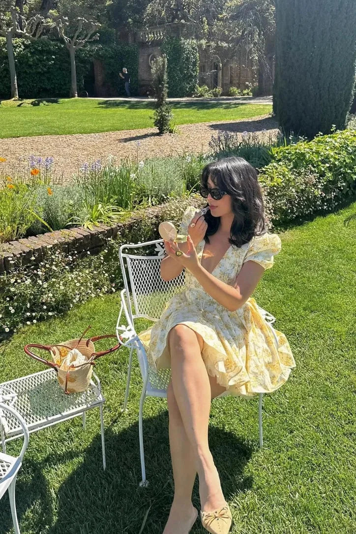 Yellow Floral Tie-Back Garden Summer Dress