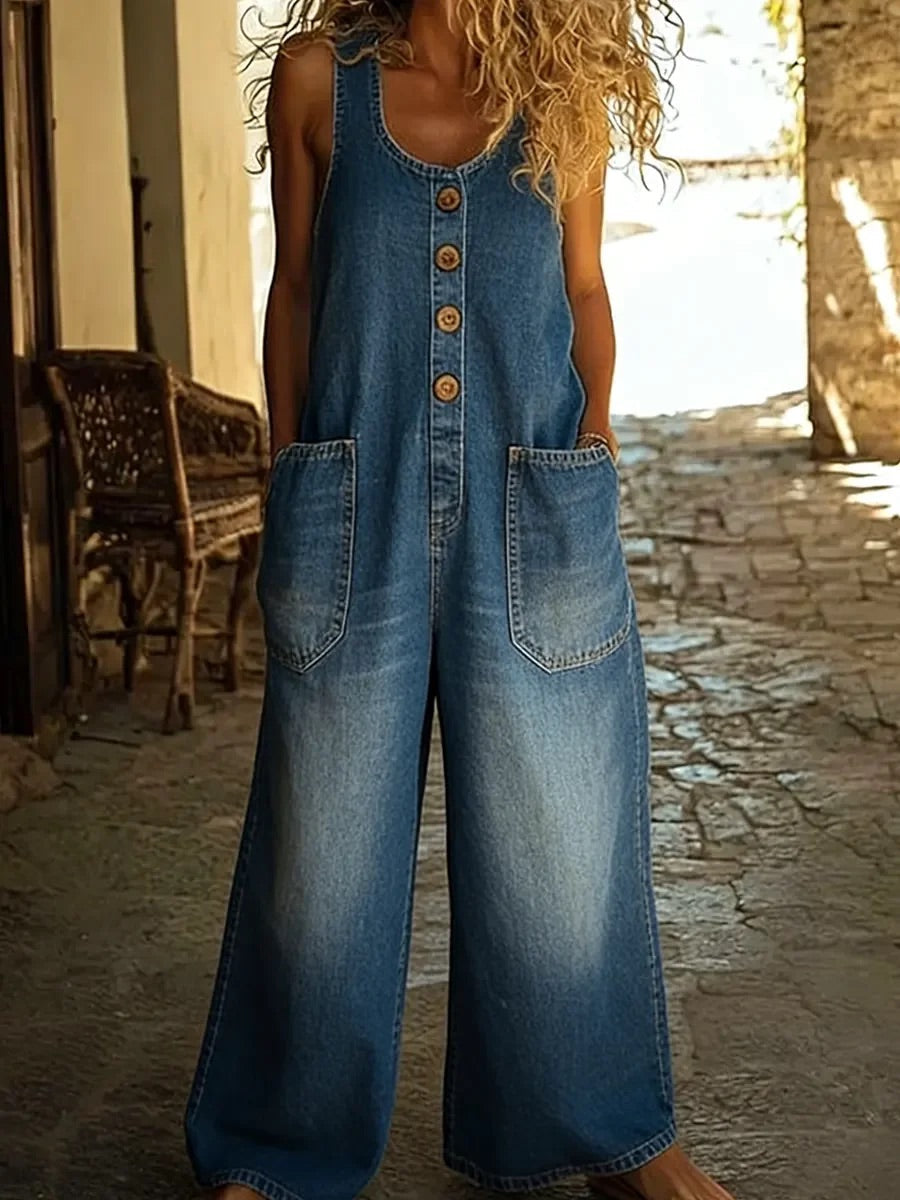 Vintage Cotton Denim Overalls