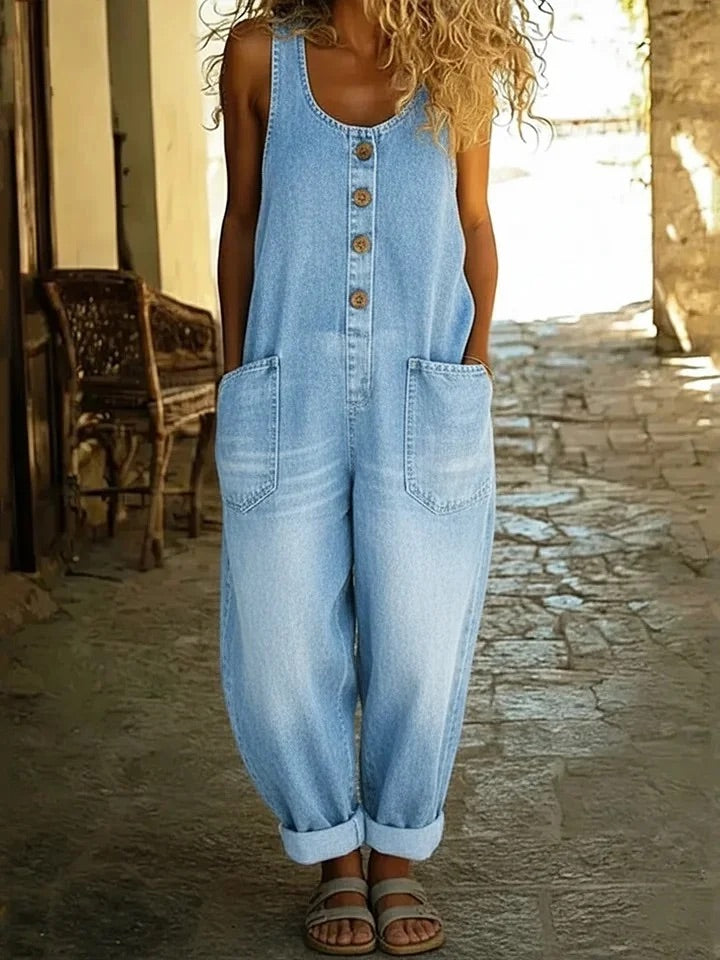 Vintage Cotton Denim Overalls