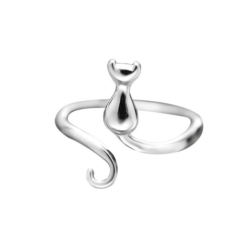 Förtjusande ring i rostfritt stål med kattdesign